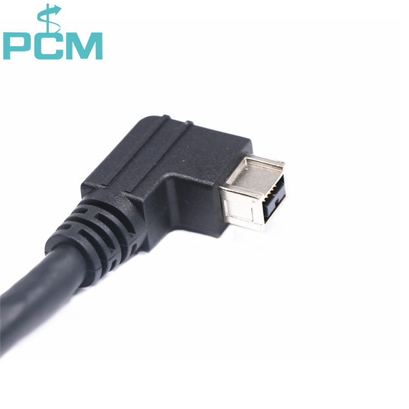 90 degree left angle 1394B firewire 9pin to 9pin data cable